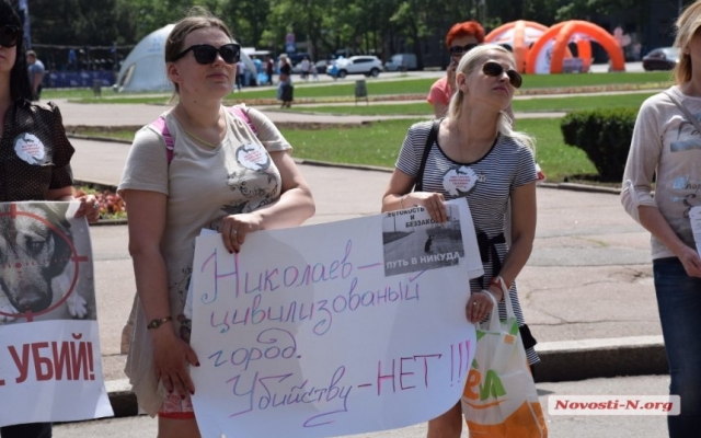 Под стенами Николаевского горсовета пикетируют зоозащитники Фото № 2 Под стенами Николаевского горсовета пикетируют зоозащитники Фото № 2