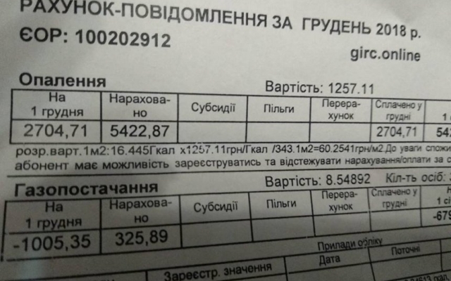 В Николаеве пришли платежки за отопление с заоблачными ценами — около 5,5 тысяч гривен за месяц Фото № 1 В Николаеве пришли платежки за отопление с заоблачными ценами — около 5,5 тысяч гривен за месяц Фото № 1