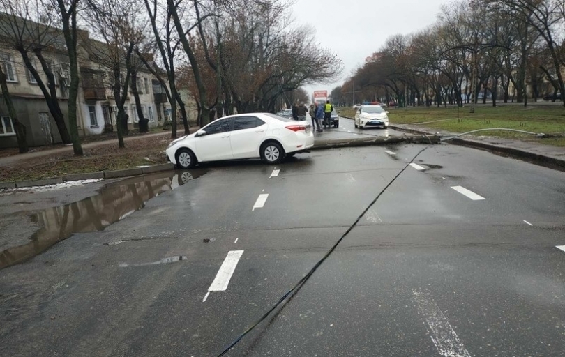 В Николаеве Toyota врезалась в электроопору — упавший столб перегородил дорогу Фото № 2 В Николаеве Toyota врезалась в электроопору — упавший столб перегородил дорогу Фото № 2