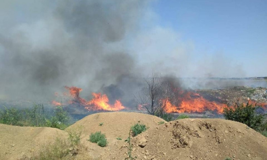 В Николаевской области загорелся полигон твердых бытовых отходов, огонь тушили более часа