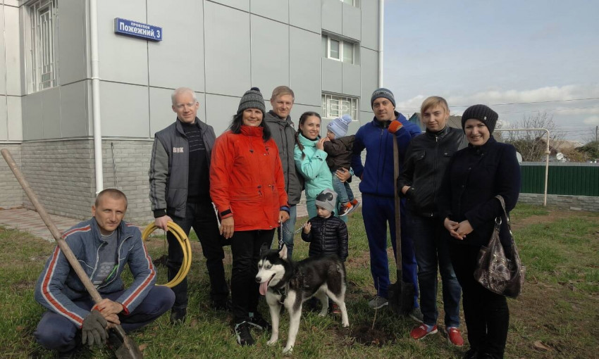 Сотрудники Баштанской местной прокуратуры вместе со своими семьями высадили аллею роз и сосен