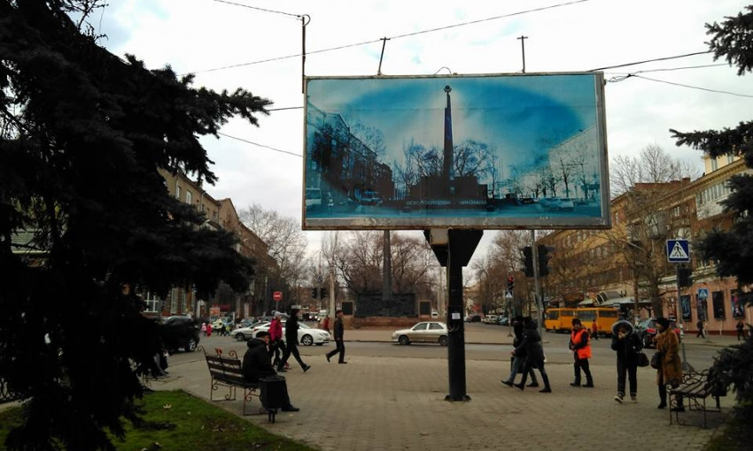 Николаевцы возмущены – памятник закрыли большим билбордом с его же изображением