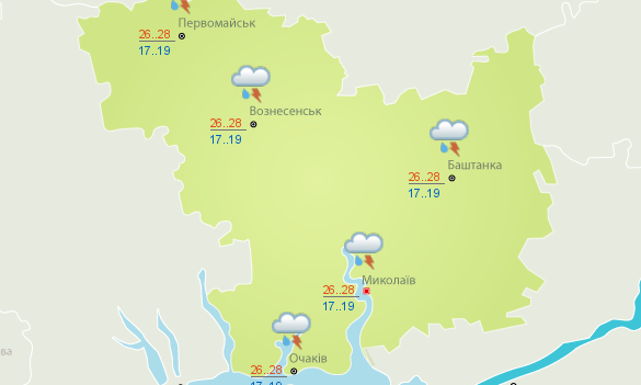 На Николаевщине ожидаются сильные дожди с градом