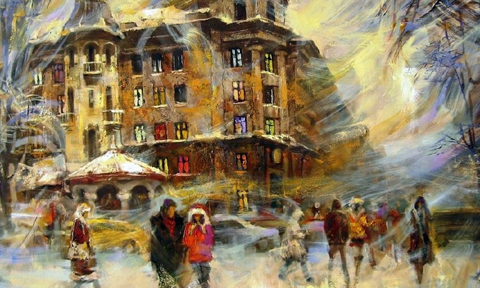 Николаевский художник изобразил рождественское и новогоднее волшебство на улицах города